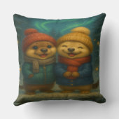 Whimsical Christmas Pillow with Cute Winter Animal クッション (裏面)