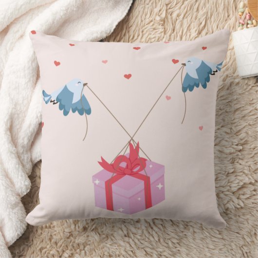 Whimsical Christmas Pillow with Hearts クッション (ブランケット)
