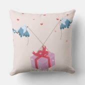 Whimsical Christmas Pillow with Hearts クッション (裏面)