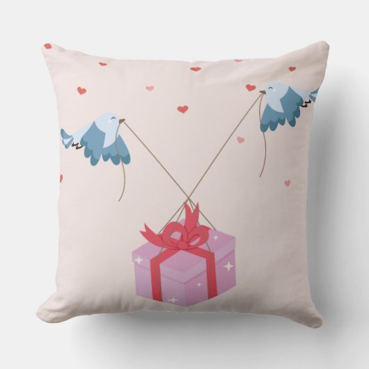 Whimsical Christmas Pillow with Hearts クッション (正面)