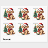 Whimsical Christmas Puppy Sticker | "Merry Christm スクエアシール (シート)