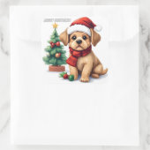 Whimsical Christmas Puppy Sticker | "Merry Christm スクエアシール (バッグ)
