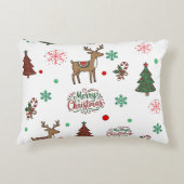 Whimsical Christmas Reindeer&Candy Cane Decor Pi アクセントクッション (正面)