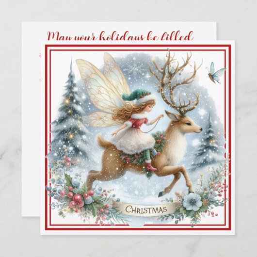 Whimsical Christmas Ride Holiday Card (正面/裏面)