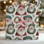 Whimsical Christmas Santa with Festive Wreaths ラッピングペーパー
