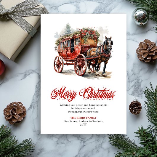 Whimsical Christmas scene editable greeting card シーズンカード