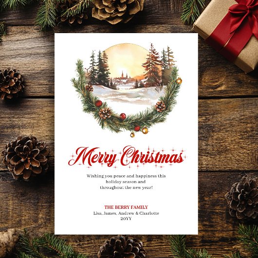 Whimsical Christmas Scene Modern Greeting Card シーズンカード