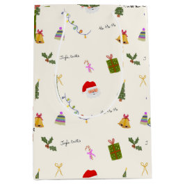 Whimsical Christmas Seamless Pattern  ミディアムペーパーバッグ