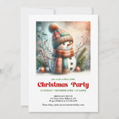 Whimsical Christmas snowman invitation editable  招待状 (正面)