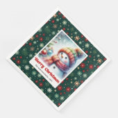 Whimsical Christmas Snowman Napkins Editable Party (コーナー)