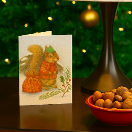 Whimsical Christmas Squirrel Wildlife  シーズンカード