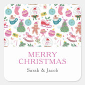 Whimsical Christmas Stickers スクエアシール (正面)
