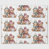 Whimsical Christmas Teddy Bears Wrapping Paper  ラッピングペーパー (フラット)