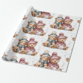 Whimsical Christmas Teddy Bears Wrapping Paper  ラッピングペーパー (アンロールド)
