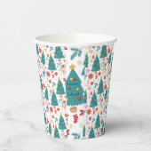 Whimsical Christmas Tree and Snowman Paper cup 紙コップ (左)