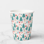 Whimsical Christmas Tree and Snowman Paper cup 紙コップ (正面)