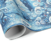 Whimsical Christmas Tree Blue Decoupage ラッピングペーパー (ロールコーナー)