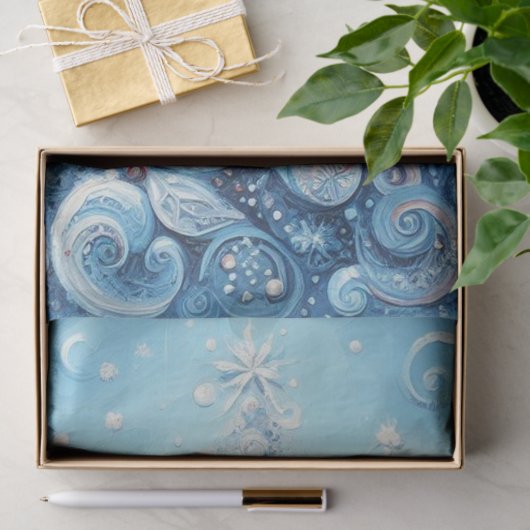 Whimsical Christmas Tree Blue Decoupage 薄葉紙 (ギフト)