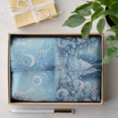 Whimsical Christmas Tree Blue Decoupage 薄葉紙 (ギフト)