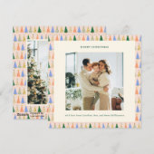 Whimsical Christmas Tree Border Photo Family Cute シーズンカード (正面/裏面)