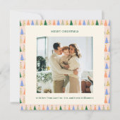 Whimsical Christmas Tree Border Photo Family Cute シーズンカード (正面)