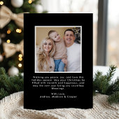 Whimsical Christmas Tree Bows Black Photo 箔シーズンカード