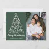 Whimsical Christmas Tree Bows Pine Green Photo シーズンカード (正面)