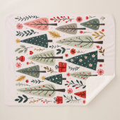 Whimsical Christmas Tree Forest シェルパブランケット (正面(横))