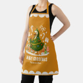 Whimsical Christmas Tree Goose | Funny Holiday エプロン (インサイチュ)