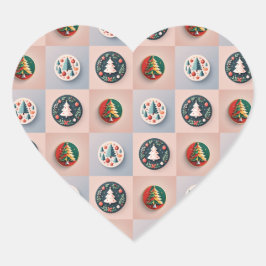 Whimsical Christmas Tree Pattern ハートシール
