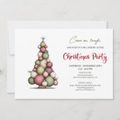 Whimsical Christmas Tree Red Green Holiday Invite 招待状 (正面)