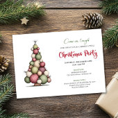 Whimsical Christmas Tree Red Green Holiday Invite 招待状