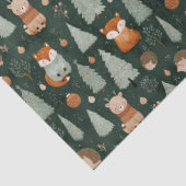 Whimsical Christmas Tree with Red Fox Dark Green 薄葉紙 (詳細)