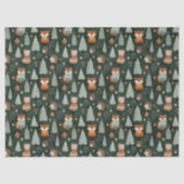 Whimsical Christmas Tree with Red Fox Dark Green 薄葉紙 (正面)