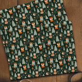 Whimsical Christmas Tree with Red Fox Dark Green 薄葉紙