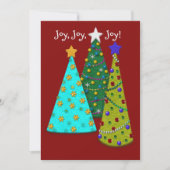 Whimsical Christmas Trees Faux Felt Look シーズンカード (正面)