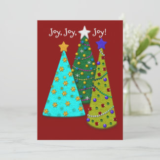 Whimsical Christmas Trees Faux Felt Look シーズンカード