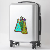 Whimsical Christmas Trees Faux Felt Style シール (スーツケース)