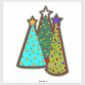 Whimsical Christmas Trees Faux Felt Style シール (シート)