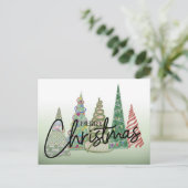Whimsical Christmas Trees Holiday PostCard ポストカード (スタンド正面)