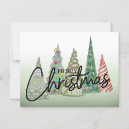 Whimsical Christmas Trees Holiday PostCard ポストカード