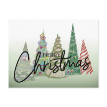 Whimsical Christmas Trees Holiday PostCard
