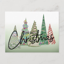 Whimsical Christmas Trees Holiday PostCard ポストカード