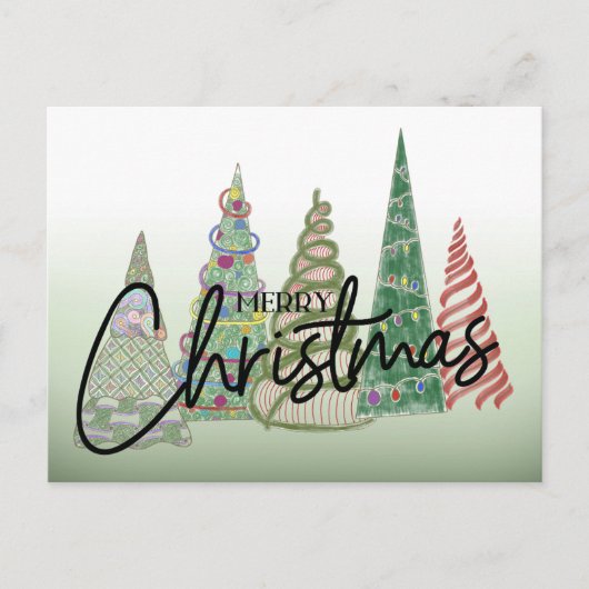 Whimsical Christmas Trees Holiday PostCard ポストカード (正面)