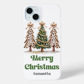 Whimsical Christmas trees leopard personalized  Case-Mate iPhoneケース (裏面)