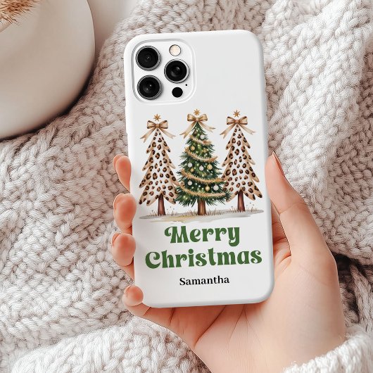 Whimsical Christmas trees leopard personalized  Case-Mate iPhoneケース