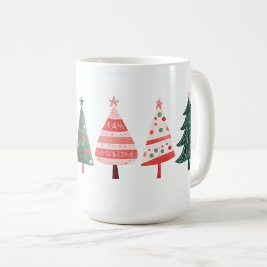 Whimsical Christmas Trees Mug コーヒーマグカップ (正面右)