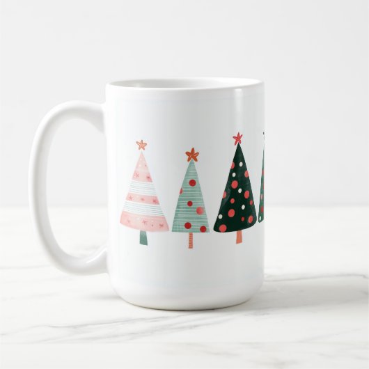 Whimsical Christmas Trees Mug コーヒーマグカップ (左)