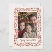 Whimsical Christmas Wreath & Bows Photo Card シーズンカード (正面)