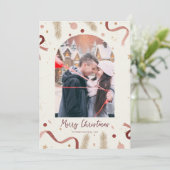 Whimsical Christmas Wreath & Bows Photo Card – Min シーズンカード (スタンド正面)